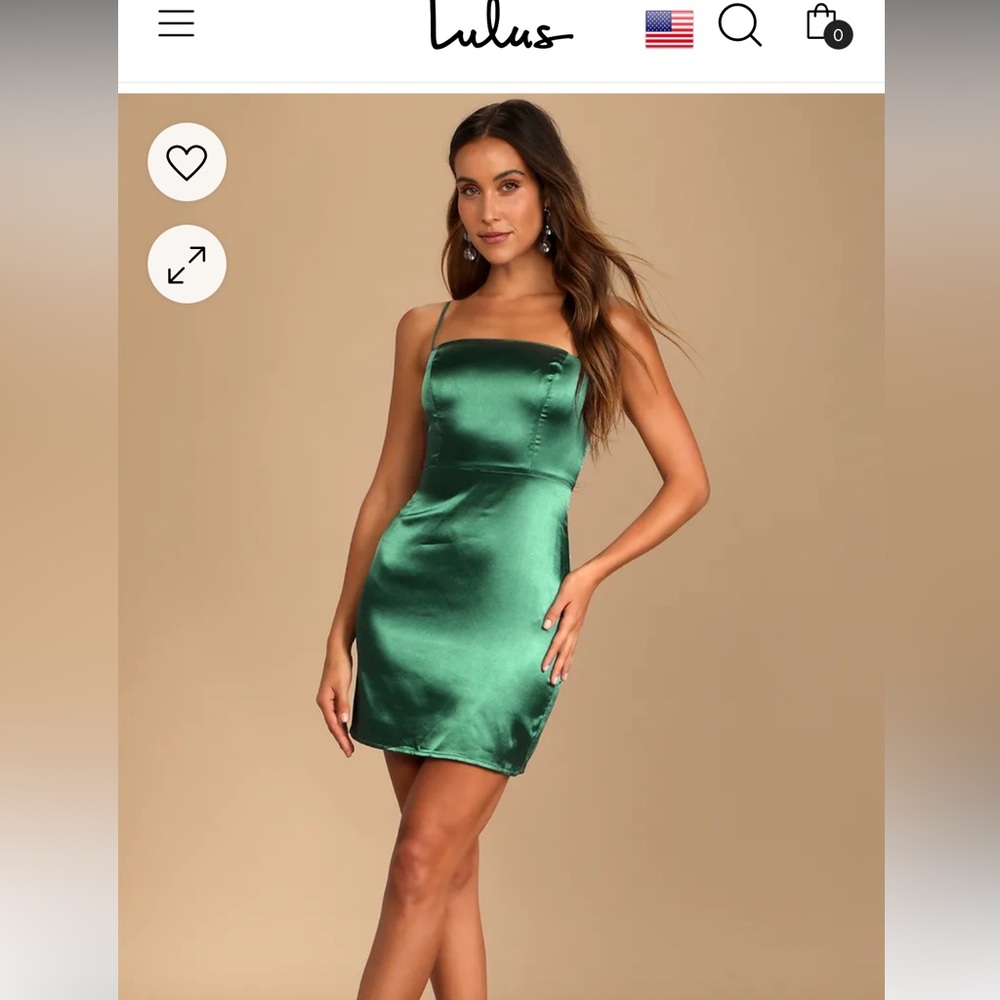 Lulus Emalee Emerald Green Satin Bodycon Mini Dress